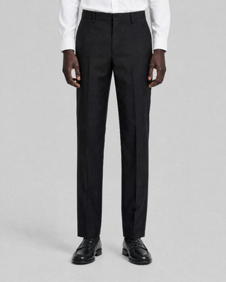 Pantal&oacute;n de traje recto de lana negro