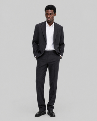 Pantal&oacute;n de traje recto de lana gris antracita