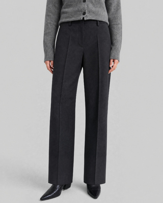 Pantalones de traje anchos de lana negra