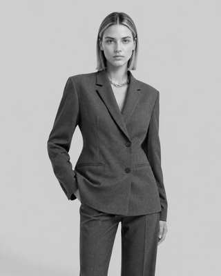 Chaqueta de traje entallada de mezcla de lana gris