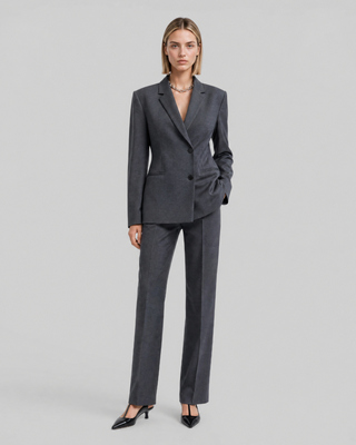 Chaqueta de traje entallada de mezcla de lana gris
