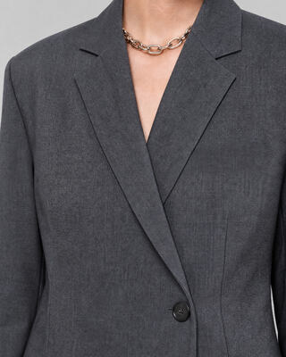 Chaqueta de traje entallada de mezcla de lana gris