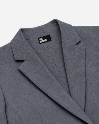 Chaqueta de traje entallada de mezcla de lana gris