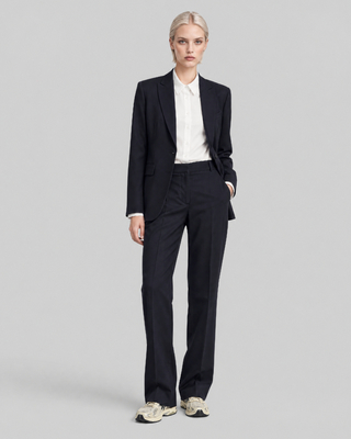Pantal&oacute;n de traje recto de lana azul marino
