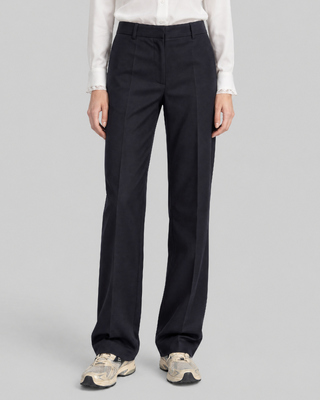 Pantal&oacute;n de traje recto de lana azul marino