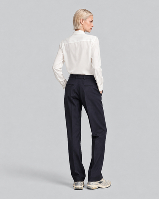 Pantal&oacute;n de traje recto de lana azul marino