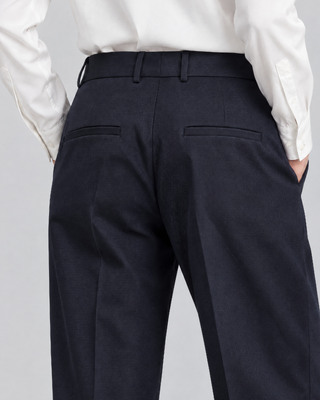 Pantal&oacute;n de traje recto de lana azul marino