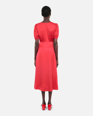 Vestido largo rojo botonadura