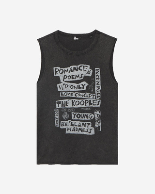Camiseta de tirantes con serigraf&iacute;a negra deste&ntilde;ida