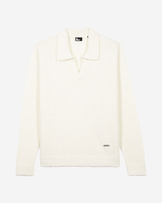 Jersey de lana beige con cuello tunecino