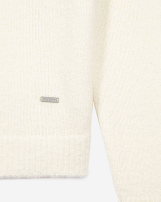 Su&eacute;ter de cuello redondo de lana beige