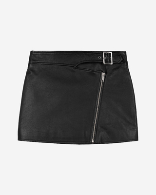 Falda de piel con cremallera negra