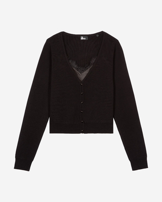 Jersey efecto trampantojo con encaje negro