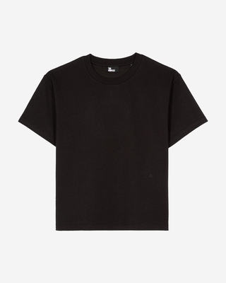 Camiseta negra recta en mezcla de algod&oacute;n
