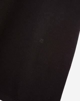 Camiseta negra recta en mezcla de algod&oacute;n