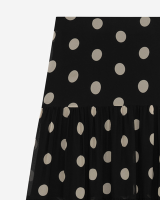 Maxifalda negra con estampado de lunares