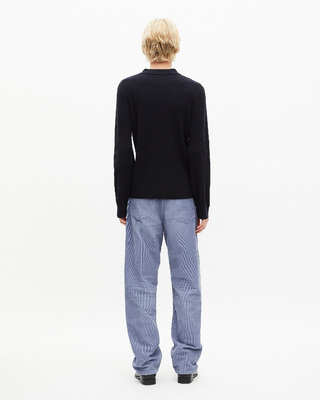 Chaqueta de punto de canalé azul marino