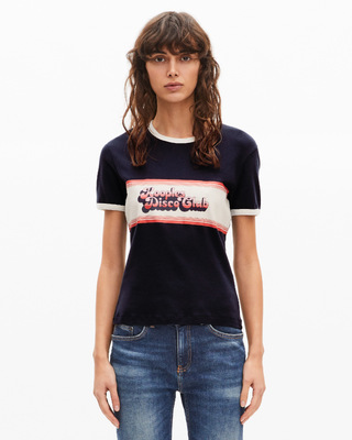 Camiseta con serigraf&iacute;a azul marino