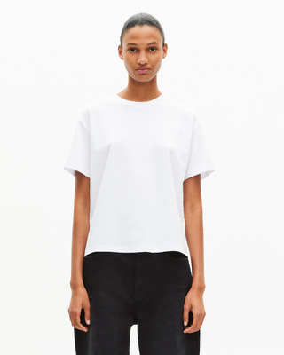 Camiseta blanca recta en mezcla de algod&oacute;n