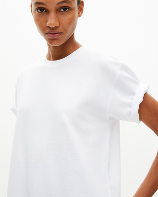 Camiseta blanca recta en mezcla de algod&oacute;n