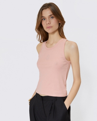 Camiseta de tirantes de algod&oacute;n con escudo rosa