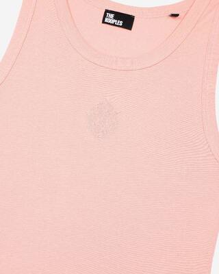 Camiseta de tirantes de algod&oacute;n con escudo rosa
