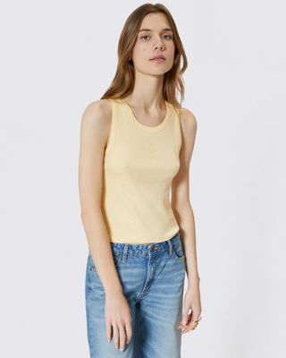 Camiseta de tirantes de algod&oacute;n con escudo amarillo