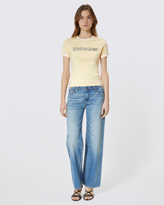 Camiseta con logotipo de strass amarillo