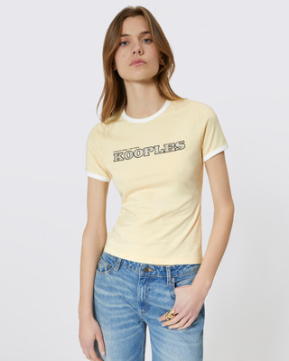 Camiseta con logotipo de strass amarillo