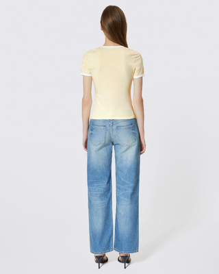 Camiseta con logotipo de strass amarillo