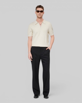 Jersey beige con cremallera y cuello de polo