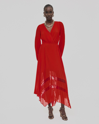 Vestido largo plisado rojo