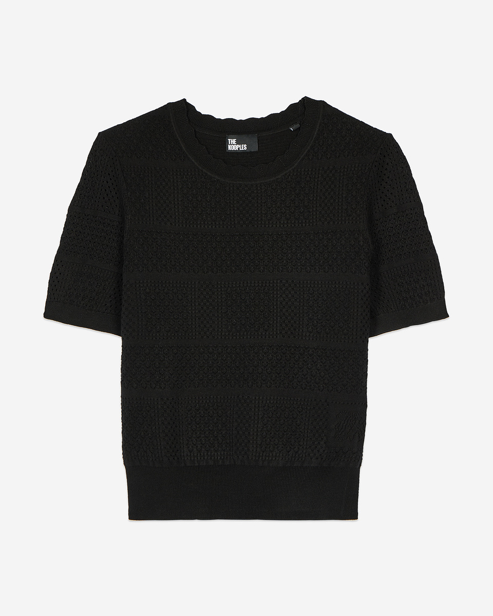 Pull en maille ajourée noir Femme | The Kooples