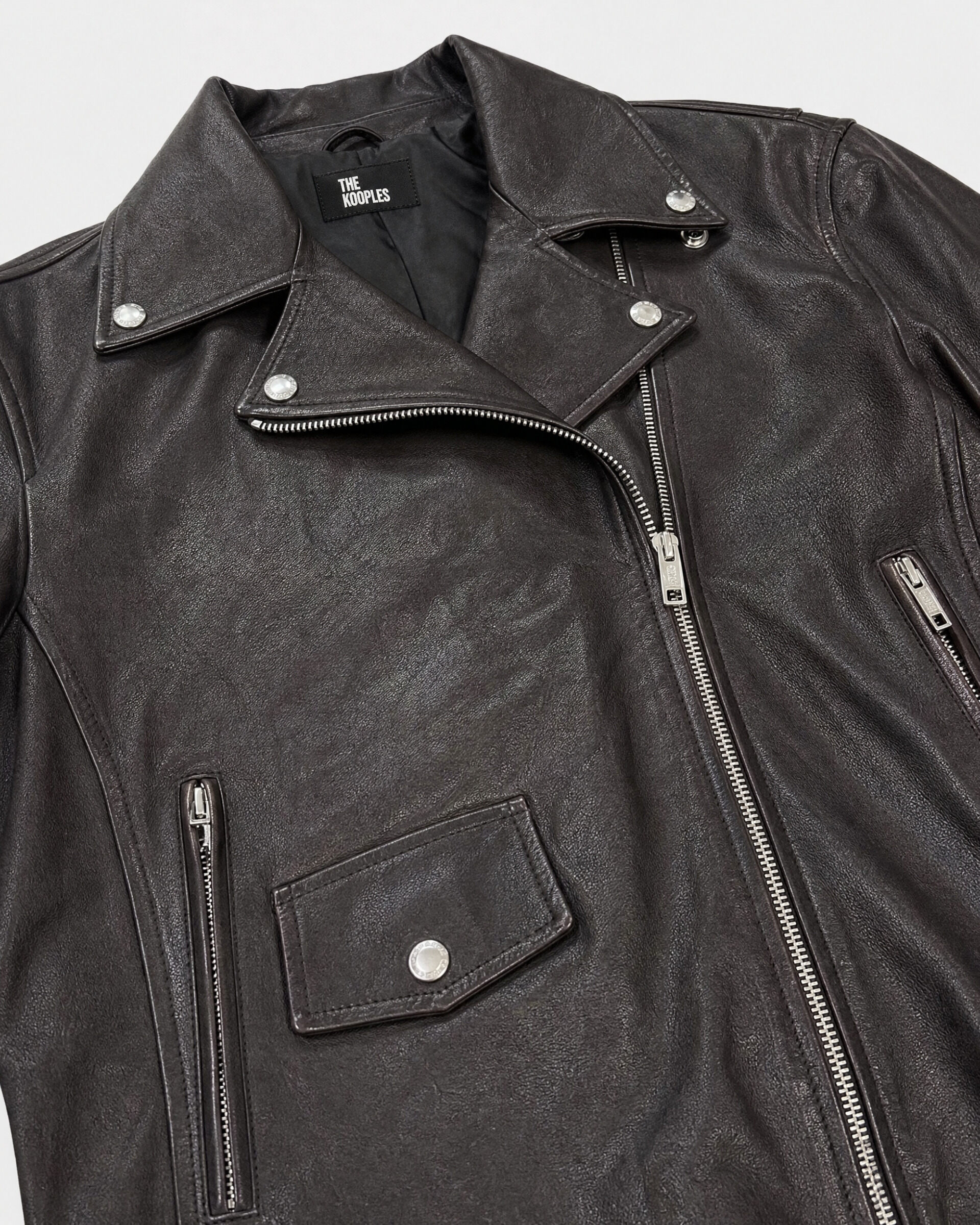 Blouson en cuir marron