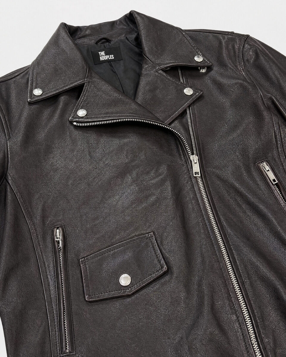 Blouson en cuir marron