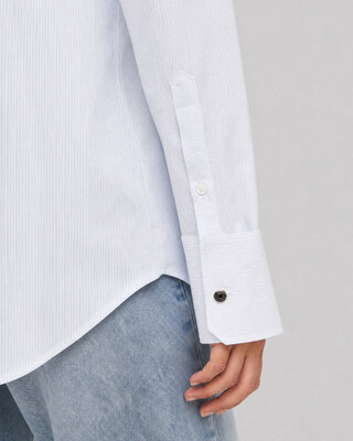 Chemise en coton ray&eacute;e blanche