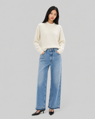 Pull en laine et cachemire ecru