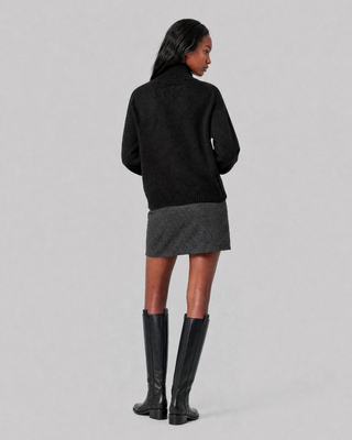 Pull col montant en laine noir