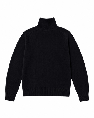 Pull col montant en laine noir