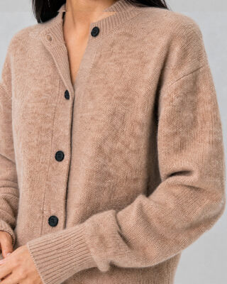 Cardigan en mohair m&eacute;lang&eacute; beige