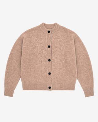 Cardigan en mohair m&eacute;lang&eacute; beige