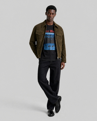 Blouson en cuir nubuck kaki