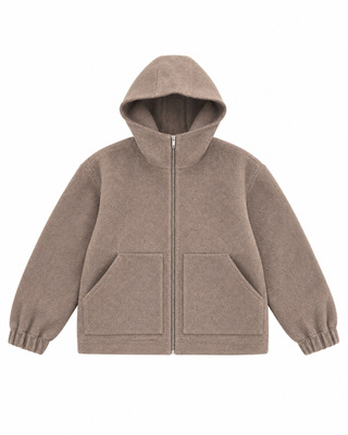 Blouson en laine avec capuche beige