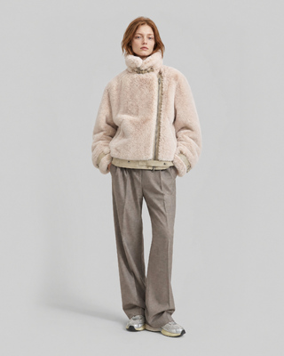 Manteau bombardier en fausse fourrure ecru