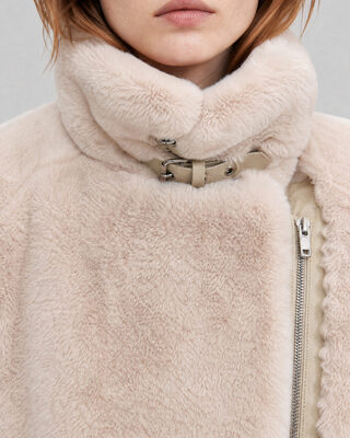 Manteau bombardier en fausse fourrure ecru