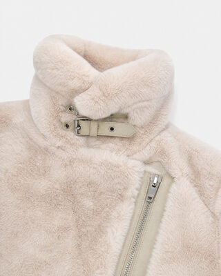 Manteau bombardier en fausse fourrure ecru