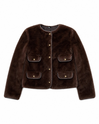 Manteau en fausse fourrure marron