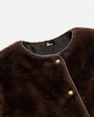 Manteau en fausse fourrure marron