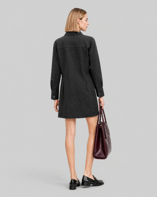 Robe courte en laine m&eacute;lang&eacute;e noire
