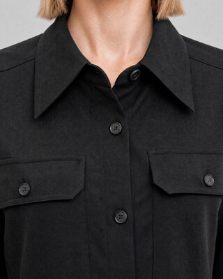 Robe courte en laine m&eacute;lang&eacute;e noire